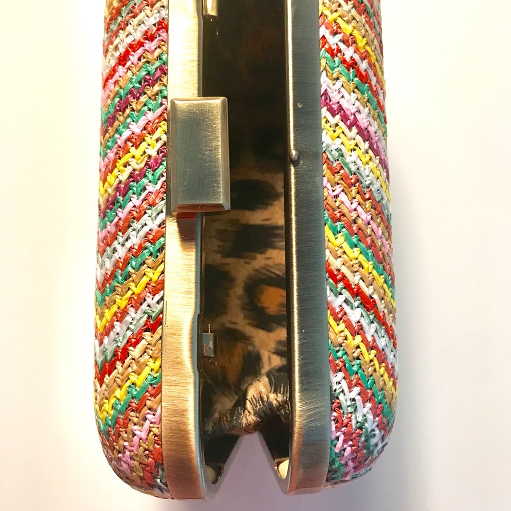 Multi Color Raffia Straw Clutch - Picture 8 of 9